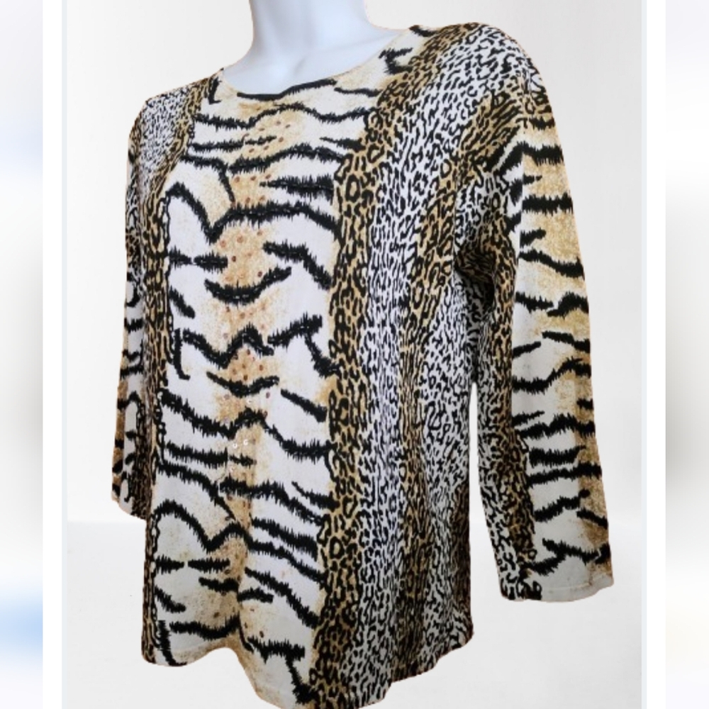 Animal Print Top Sequins and Beads Details